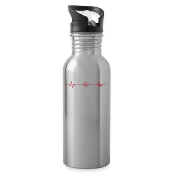 Bier Bierliebhaber Ekg Heartbeat - Trinkflasche mit integriertem Trinkhalm - Lightsilver - Rechts