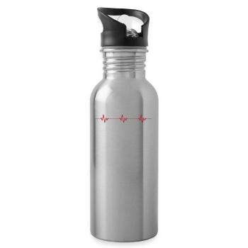 Frühstück Müsli Cereal Ekg Heartbeat - Trinkflasche mit integriertem Trinkhalm - Lightsilver - Rechts