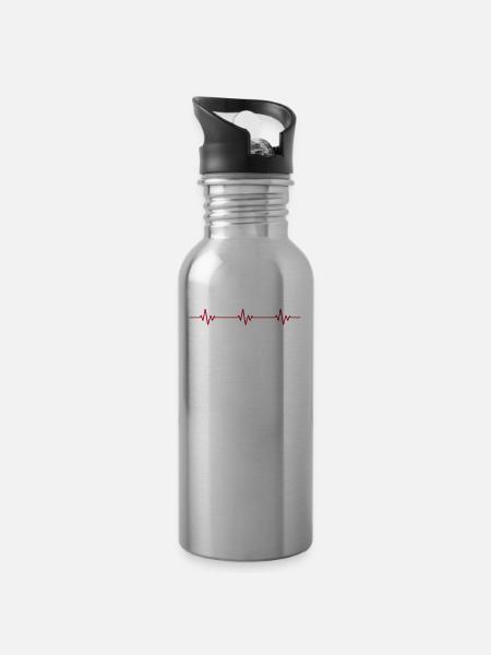 Avocado Ekg Heartbeat - Trinkflasche mit integriertem Trinkhalm - 