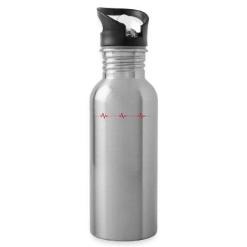 Cheerleader Cheerleading Ekg Heartbeat - Trinkflasche mit integriertem Trinkhalm - Lightsilver - Rechts