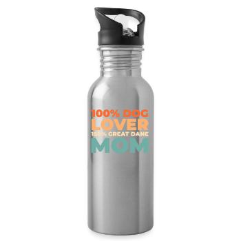Great Dane - Water bottle with straw - silver - Right