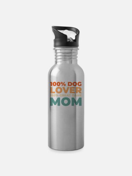 Deutsche Dogge - Trinkflasche mit integriertem Trinkhalm - Lightsilver