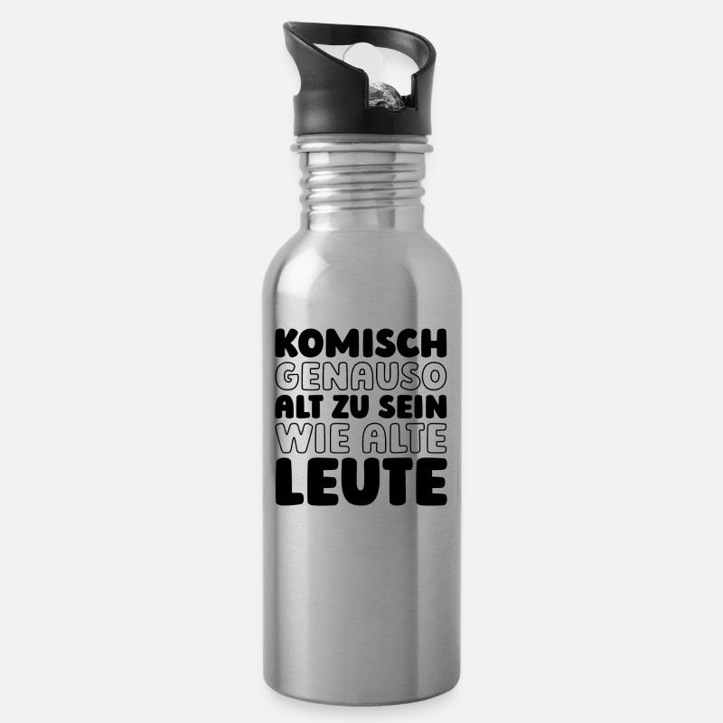 Pensioner Pension Funny Languages - Water bottle with straw - silver