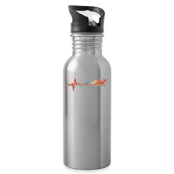 Hornist French Horn Ekg Heartbeat - Trinkflasche mit integriertem Trinkhalm - Lightsilver - Rechts