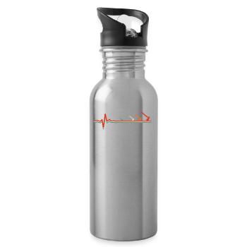 Axe Throwing Axe Thrower Ekg Heartbeat - Water bottle with straw - silver - Right