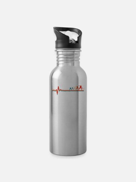 Squash Ekg Heartbeat - Trinkflasche mit integriertem Trinkhalm - Lightsilver