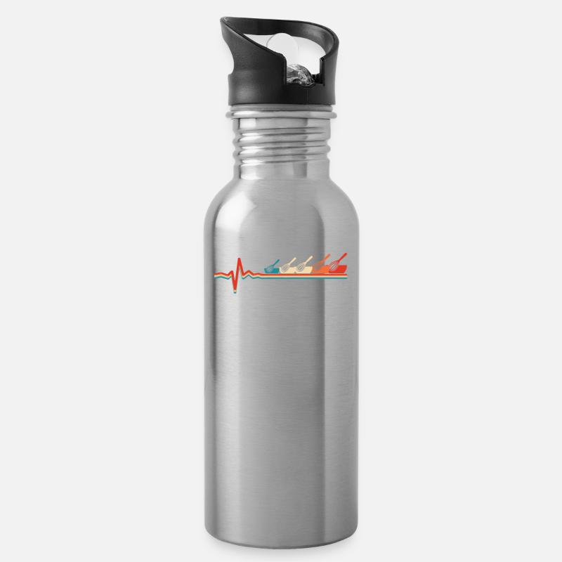 Backen Bäcker Bäckerei Ekg Heartbeat - Trinkflasche mit integriertem Trinkhalm - Lightsilver