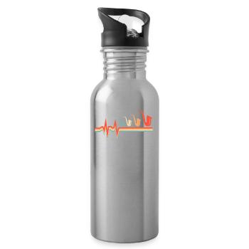 Saxophone, Saxophone, Électrocardiogramme, Heartbeat - Gourde avec paille intégrée - argent clair - Droite