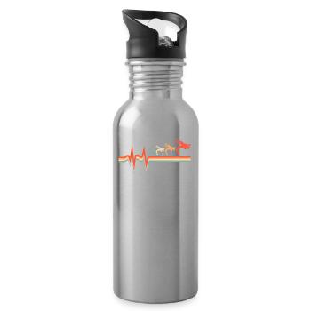 Lutteur Lutteur Ekg Heartbeat - Gourde avec paille intégrée - argent clair - Droite