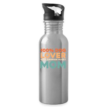 Siberian Husky - Water bottle with straw - silver - Right