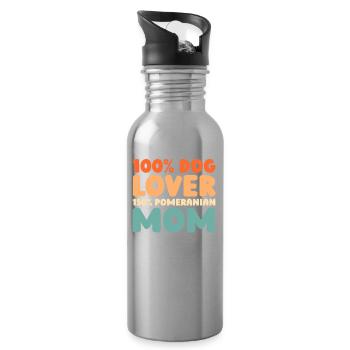 Pomeranian - Water bottle with straw - silver - Right