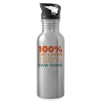 Katze - Trinkflasche mit integriertem Trinkhalm - Lightsilver - Rechts