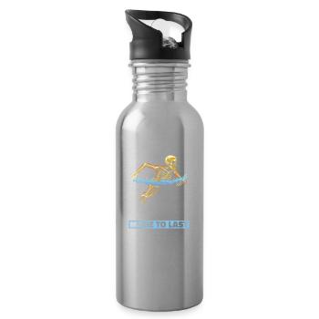 Schwimmen Schwimmer Skelett Fathers Day Dad - Trinkflasche mit integriertem Trinkhalm - Lightsilver - Rechts