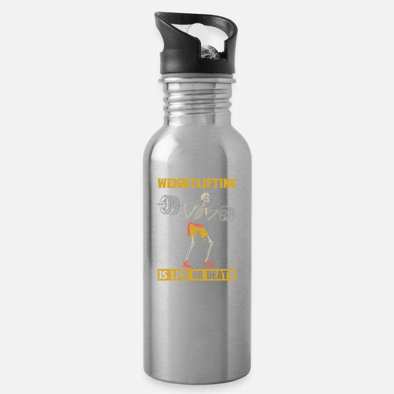 Gewichtheben Gewichtheber Skelett - Trinkflasche mit integriertem Trinkhalm - Lightsilver