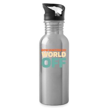 Bogenjagd Bogenjäger Bow Hunting On World Off - Water bottle with straw - silver - Right