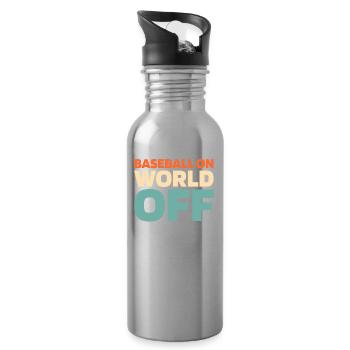 Baseball Baseball On World Off - Gourde avec paille intégrée - argent clair - Droite