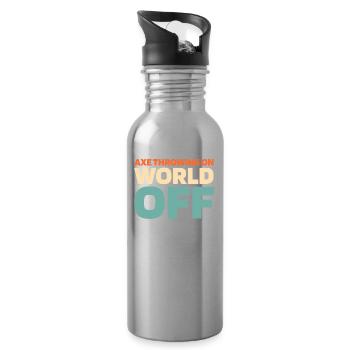 Axtwerfen Axtwerfer Axe Throwing On World Off - Trinkflasche mit integriertem Trinkhalm - Lightsilver - Rechts