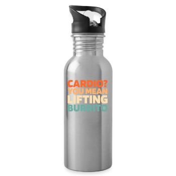 Burrito Funny Cardio Quote - Water bottle with straw - silver - Right