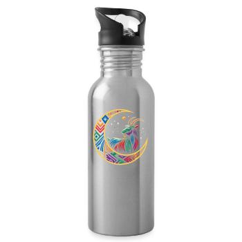 Ziege Stammes Moon - Trinkflasche mit integriertem Trinkhalm - Lightsilver - Rechts