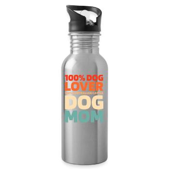 Australian Cattle Dog - Water bottle with straw - silver - Right