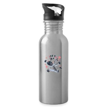 Zebra Funny Please Shut Up - Water bottle with straw - silver - Right