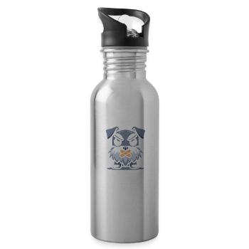 Schnauzer dog please keep your mouth shut - Water bottle with straw - silver - Right