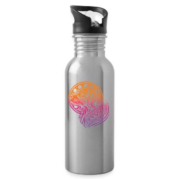 Brittany Spaniel Stammes Moon Phases - Trinkflasche mit integriertem Trinkhalm - Lightsilver - Rechts