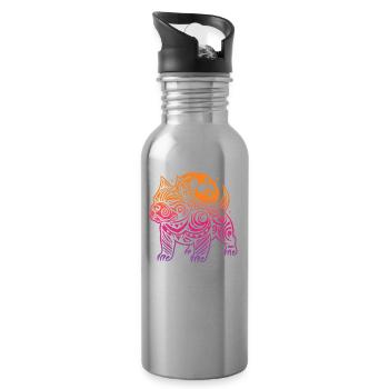 American Bully Tribal Moon Phases - Water bottle with straw - silver - Right