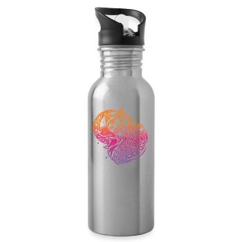 Border Collie Stammes Moon Phases - Trinkflasche mit integriertem Trinkhalm - Lightsilver - Rechts