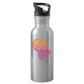 Golden Doodle Stammes Moon Phases - Trinkflasche mit integriertem Trinkhalm - Lightsilver - Rechts