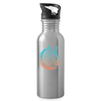 Bull Terrier Stammes Moon Phases - Trinkflasche mit integriertem Trinkhalm - Lightsilver - Rechts
