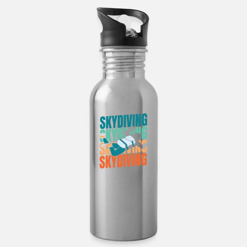 Fallschirmspringer Fallschirmspringen - Trinkflasche mit integriertem Trinkhalm - Lightsilver