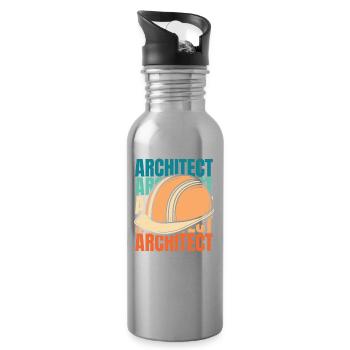 Architecte Architecture - Gourde avec paille intégrée - argent clair - Droite