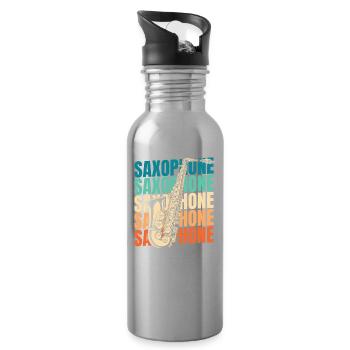 Saxophon Saxofon - Trinkflasche mit integriertem Trinkhalm - Lightsilver - Rechts