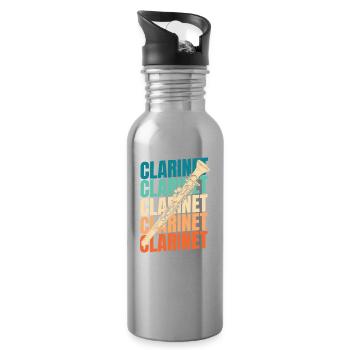 Klarinette Klarinettist - Trinkflasche mit integriertem Trinkhalm - Lightsilver - Rechts