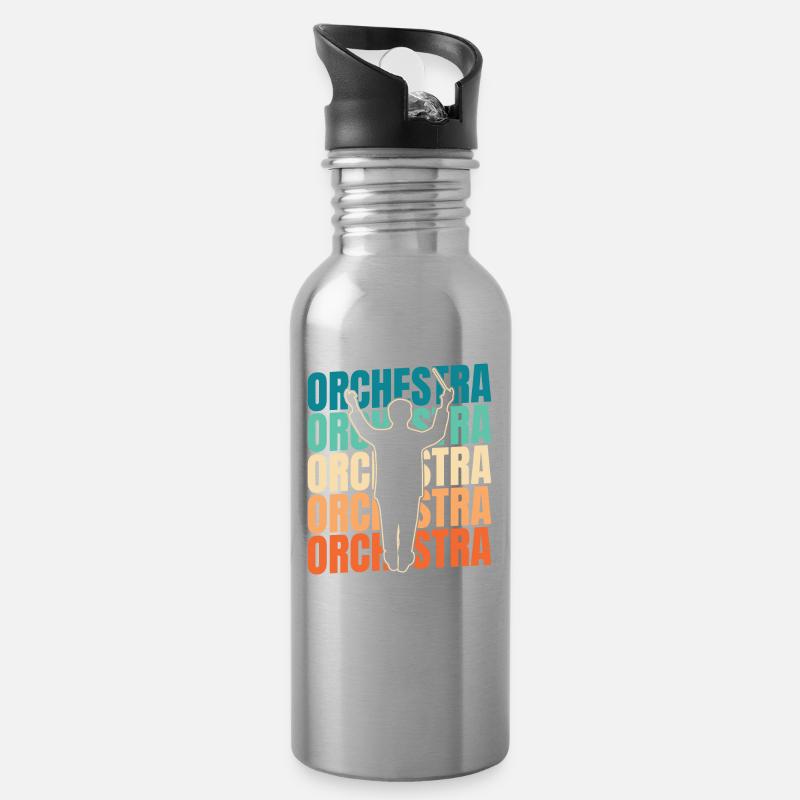 Orchester - Trinkflasche mit integriertem Trinkhalm - Lightsilver