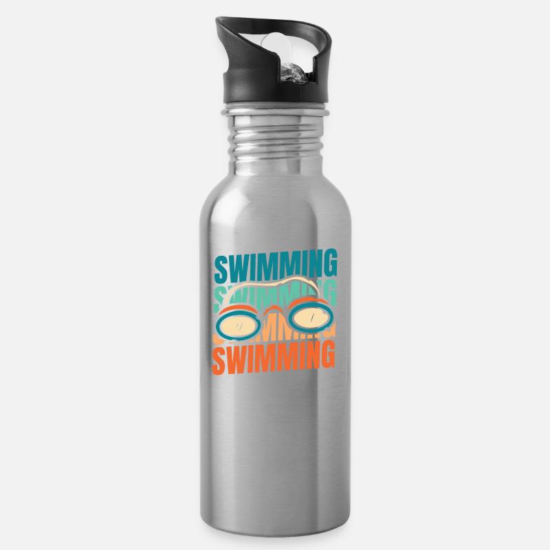 Schwimmen Schwimmer - Trinkflasche mit integriertem Trinkhalm - Lightsilver