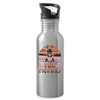 Doberman Maman Chien Maman Pour Maman - Gourde avec paille intégrée - argent clair - Droite