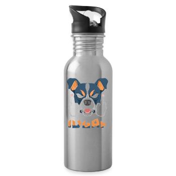 Australian Cattledog Idgaf - Water bottle with straw - silver - Right