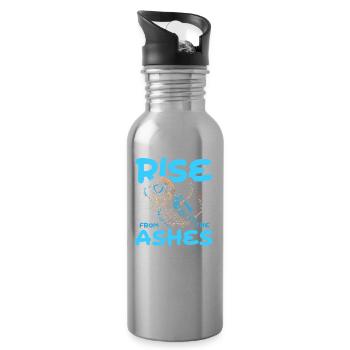 Parachutist Skydiving Skeleton - Water bottle with straw - silver - Right