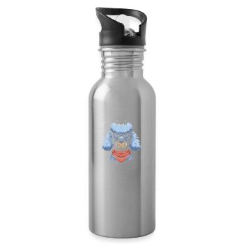 Pudel Halten Sie Bitte Die Fresse - Trinkflasche mit integriertem Trinkhalm - Lightsilver - Rechts