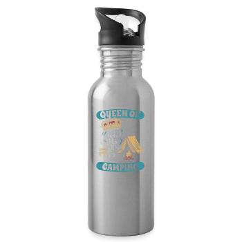 Tent Camping Camping Skeleton Queen Of Camping - Water bottle with straw - silver - Right