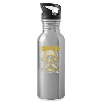 Tent Camping Camping Skull - Water bottle with straw - silver - Right