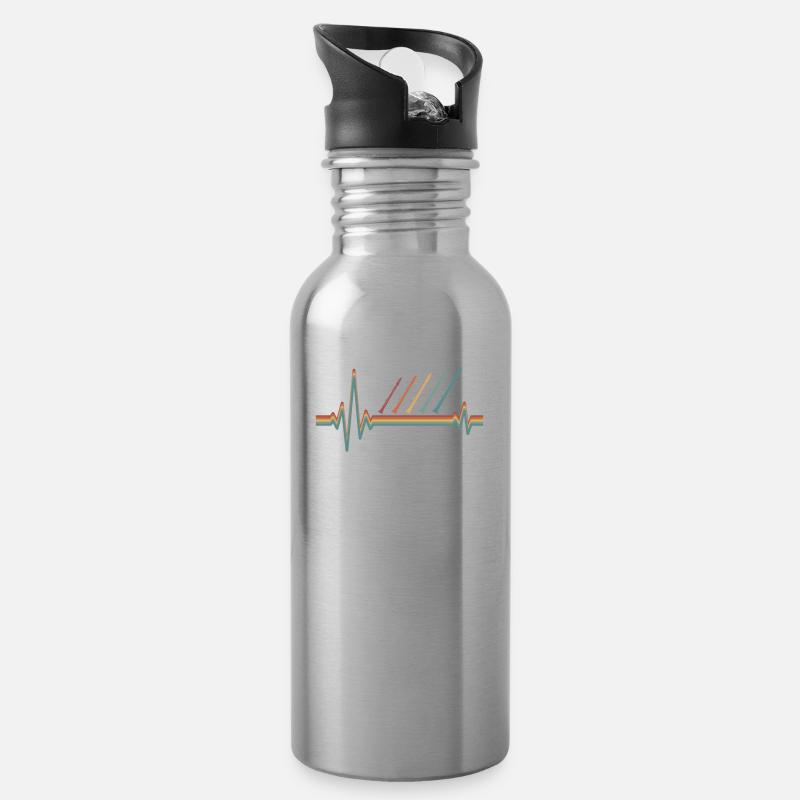 Clarinette Clarinettiste Ekg Heartbeat - Gourde avec paille intégrée - argent clair
