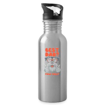 Schnauzer Dog Father Best Dad Pawsibly - Water bottle with straw - silver - Right