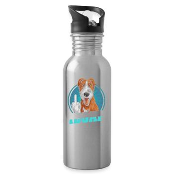 Irish Wolfhound Idgaf - Water bottle with straw - silver - Right