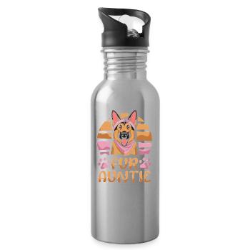 Schäferhund Hundetante Fur Auntie - Trinkflasche mit integriertem Trinkhalm - Lightsilver - Rechts
