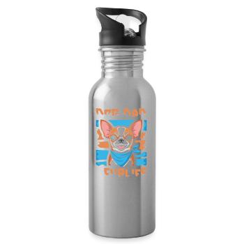 Chihuahua Vater Dog Dad Fur Life - Trinkflasche mit integriertem Trinkhalm - Lightsilver - Rechts