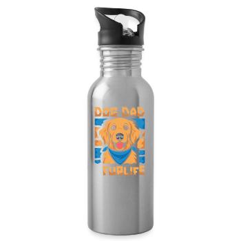 Golden Retriever Father Dog Dad For Life - Water bottle with straw - silver - Right