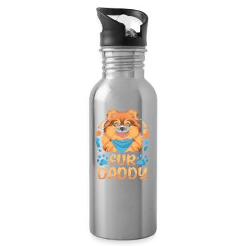 Poméranien Père Chien Papa Pour Papa - Gourde avec paille intégrée - argent clair - Droite
